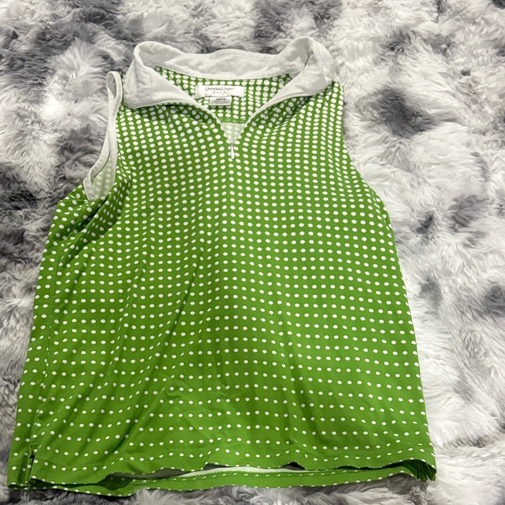 Lilly Pulitzer Green and White Polka Dot Tank Top